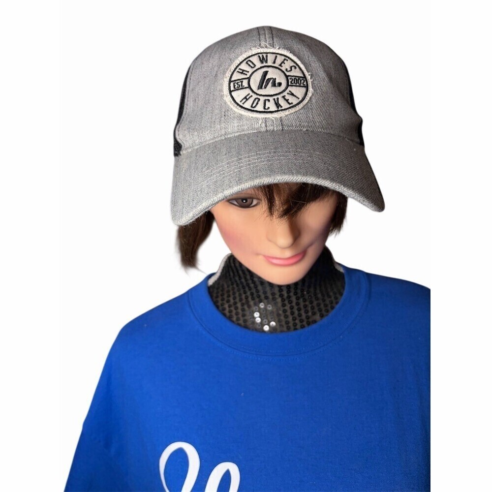 Howies Hockey Tape Trucker Hat Unisex One Size Gray/Black Mesh Snapback